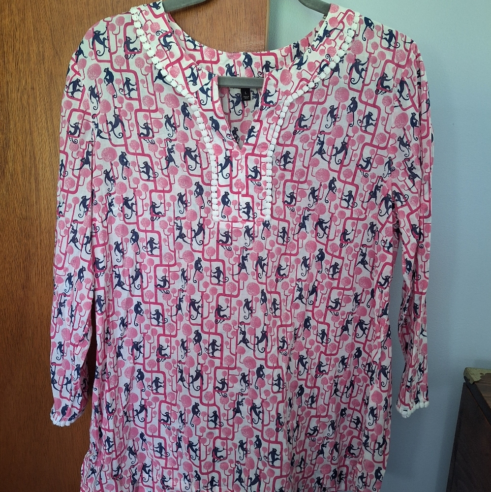 Final Price* Talbots Pink and Blue Patterned Tunic Size L